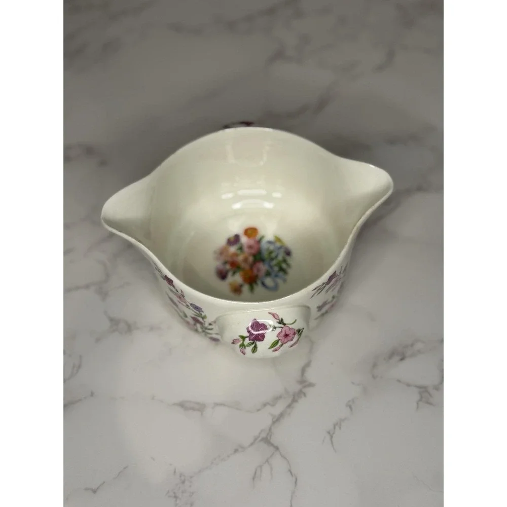 W.S.George Bolero 112A Floral Double Spout Sugar Bowl Gravy Boat Vintage Ceramic